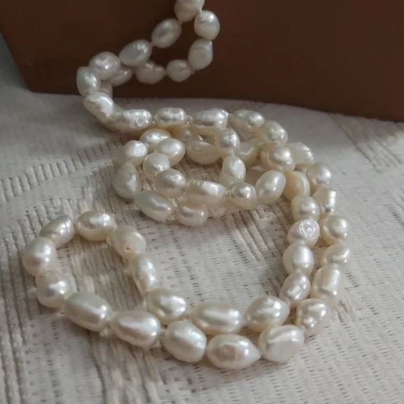 Hand Knotted 58 Inch 12 mm Baroque Pearl Necklace